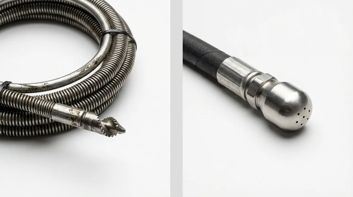 Drain snake cable and hydro jetting nozzle used for drain cleaning in Silverton, CO
